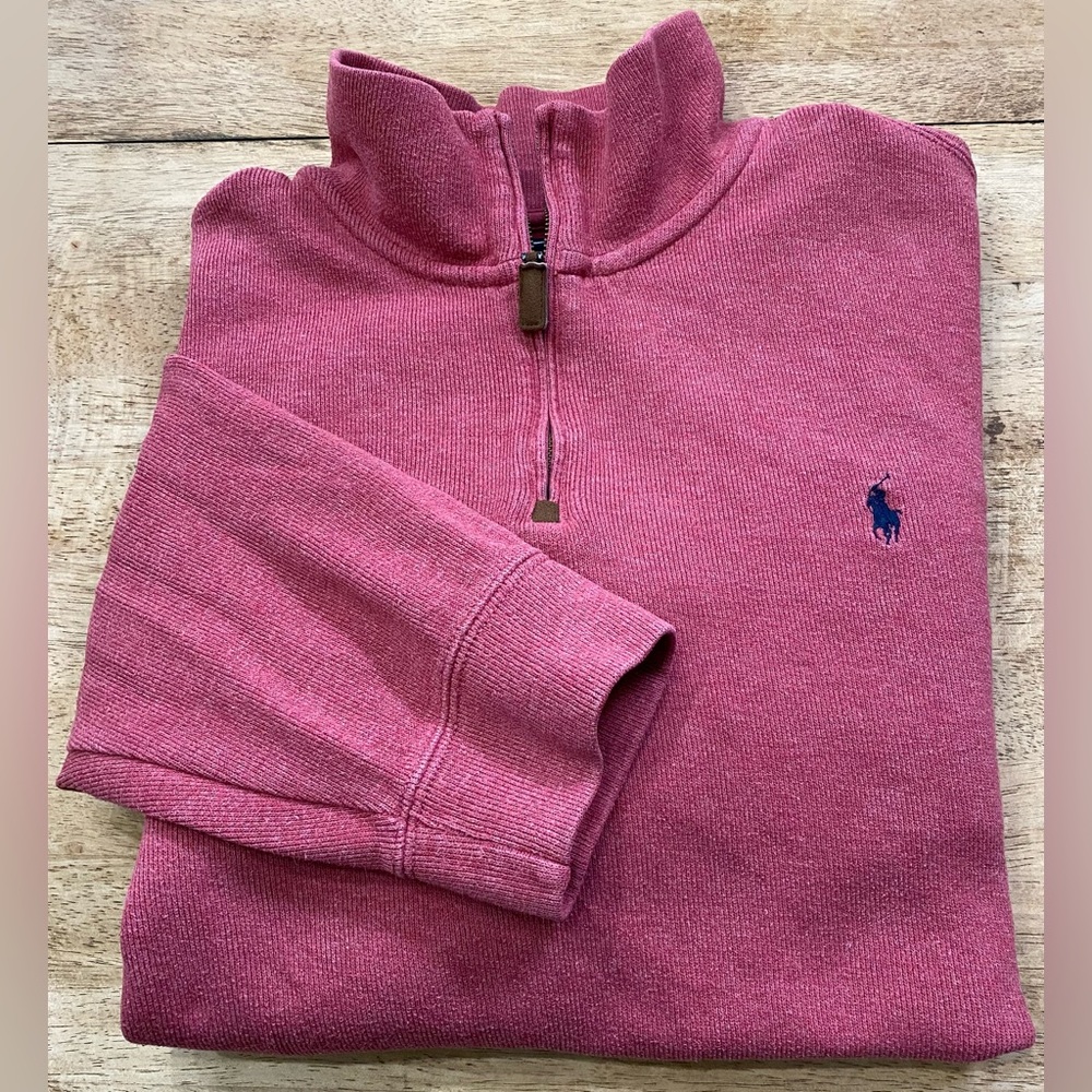 Polo by Ralph Lauren Men’s XL Muted Red 100% Cotton‎ Quarter Zip Pullover
